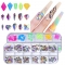 1 Box of 12 Grid Nail Rhinestones Symphony Glass AB Flat Bottom Diamond Gel Polishing