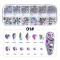 1 Box of 12 Grid Nail Rhinestones Symphony Glass AB Flat Bottom Diamond Gel Polishing