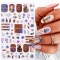 12*7.5cm 1 pcs Yellow Purple 3D Adhesive Nail Sticker Willow Leaf Bee Floral Autumn Style