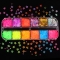 12 Grid/Set Fluorescence Butterfly Sequins Nail Art Glitter Slices Flakes 3D Mixed Color Sparkly Gel Polish