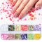 12 grid Nail art glitter hexagonal high gloss nail powder sequins color mixed holographic glitter polish