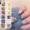 12 grids Abalone slices gold lines Rhinestone Nail stickers Rivet mix and Match stickers